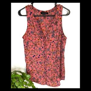 Sanctuary Cerise Sleeveless Blouse • Floral Print • Vented Back • Size M